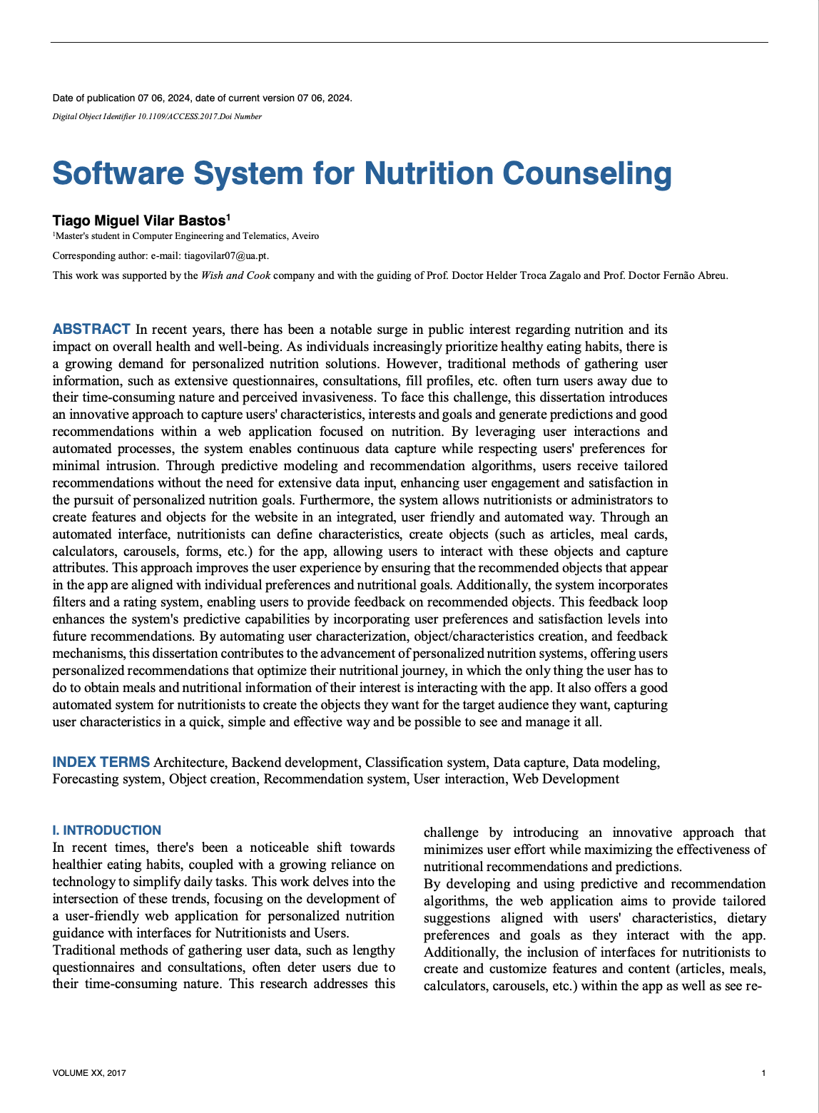 Nutritional Service System